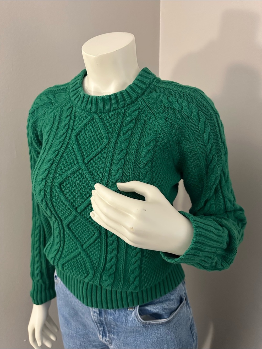 GAP Emerald Green Cable-Knit Crewneck Sweater